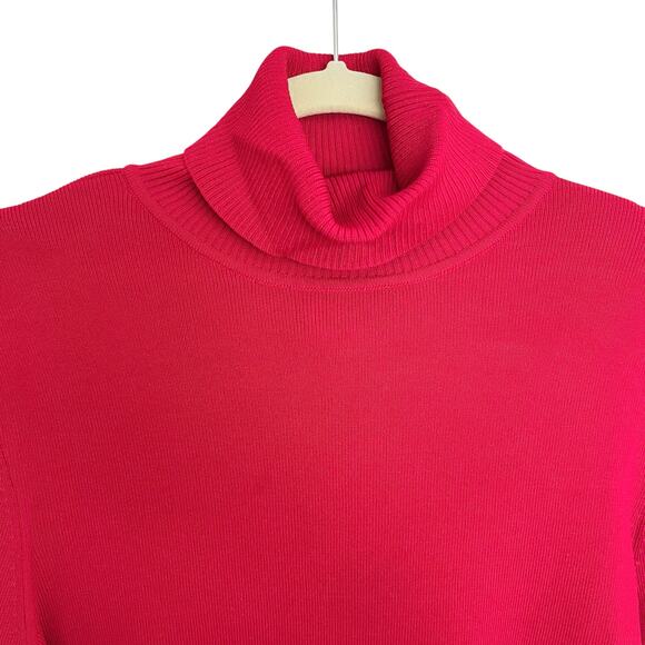 Worthington Red Rib Knit Turtleneck Size Large Closet Staple Fall Winter Career - Picture 2 of 6